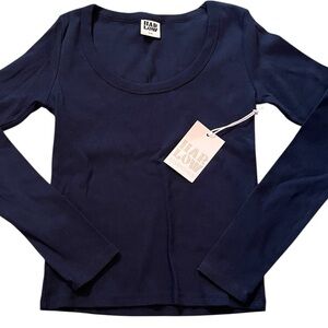 HarLow Essentials Navy Ribbed Long Sleeve Top. NWT. Large